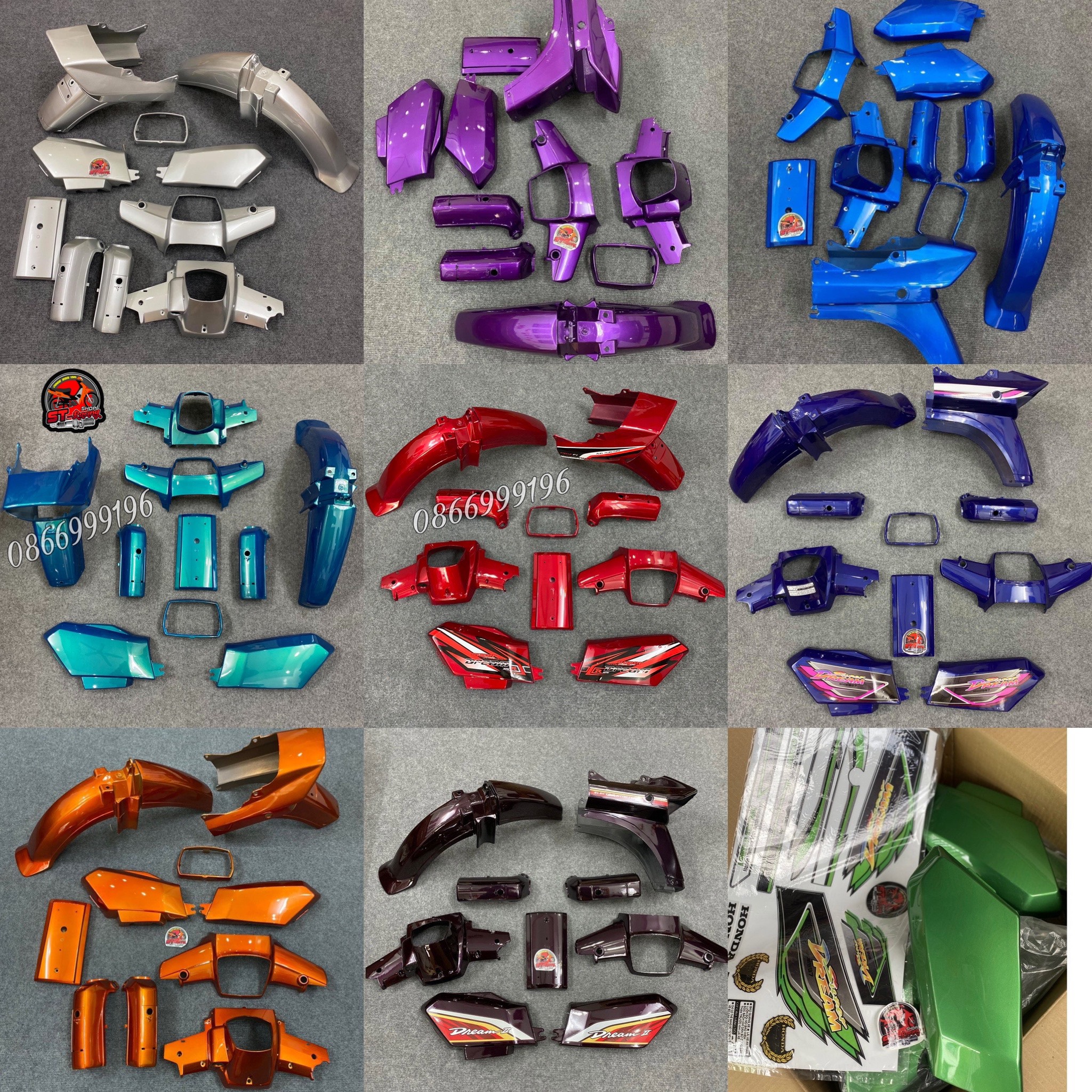 Bộ vỏ nhựa Dream ABS dẻo cao cấp, lắp cho các xe Honda Dream II Thái Việt, TQ )