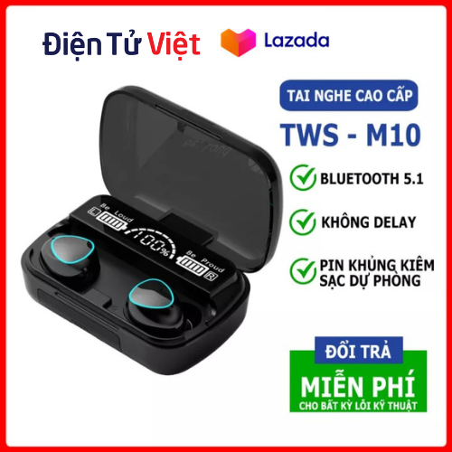 [ Hỏa Tốc ] Tai Nghe Bluetooth Không Dây M10 Phiên Bản Pro Nâng Cấp Pin Trâu 3000mah, Nút Cảm Ứng , Màn Hình Led Gaming , Chống Nước , Chống Ồn