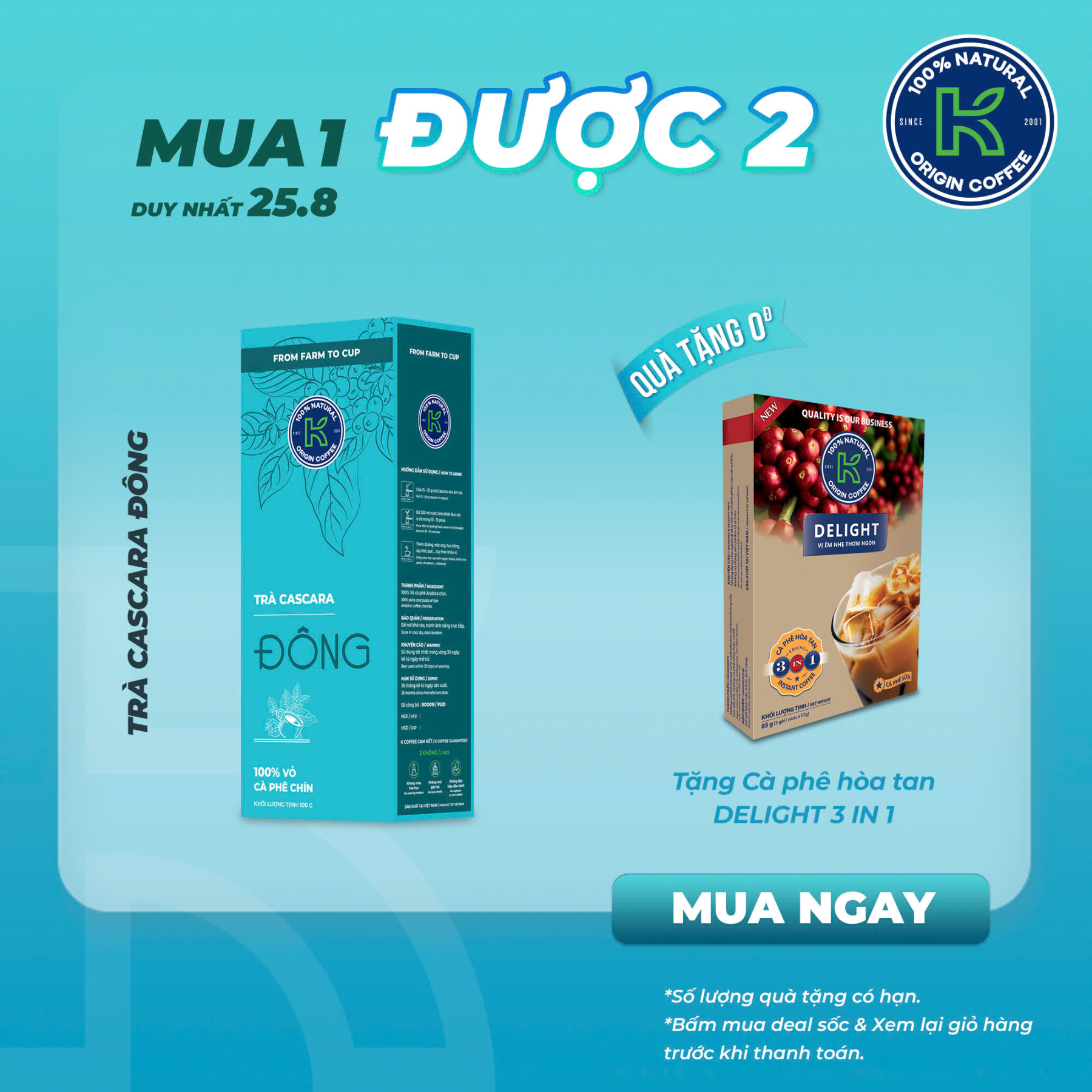 Trà cascara trà vỏ cà phê blue sơn la hộp 100g thương hiệu k coffee