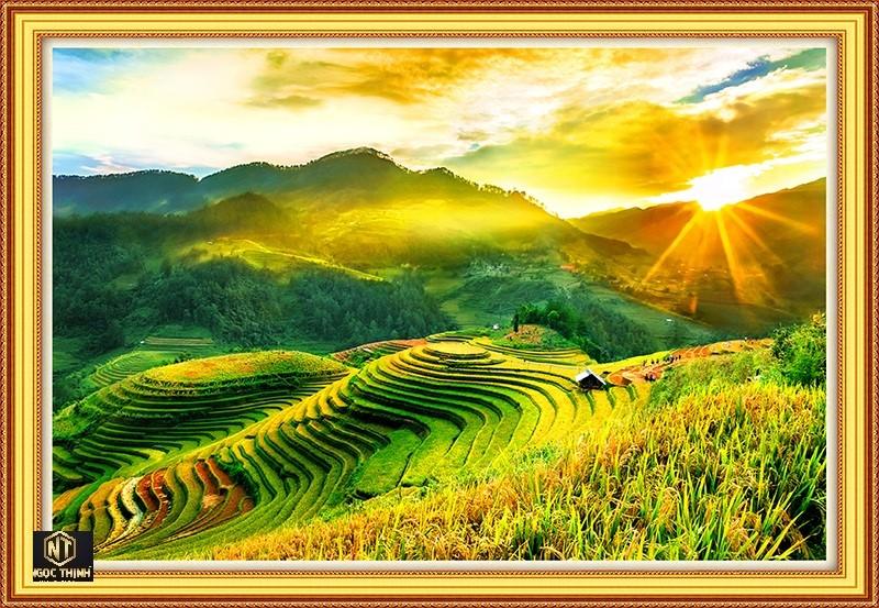 tranh đính đá NẤC THANG THIÊN ĐƯỜNG VS135 kích thước 86*60cm