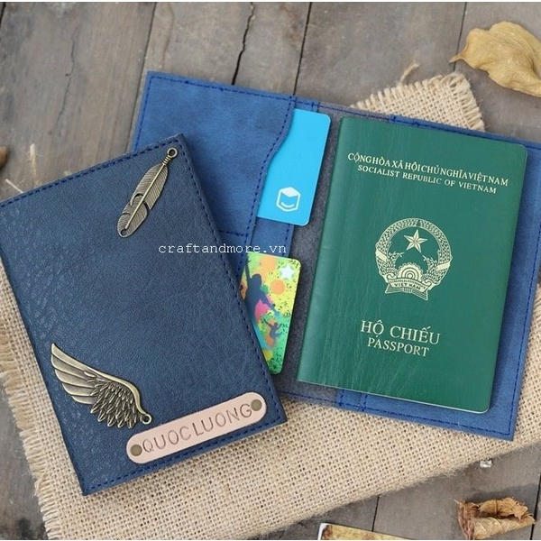 Bóp Đựng Passport Cover Xanh Đen Tiện Lợi