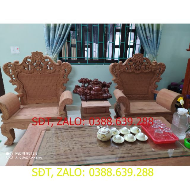 Bộ bàn ghế gỗ hương đá 6 món .