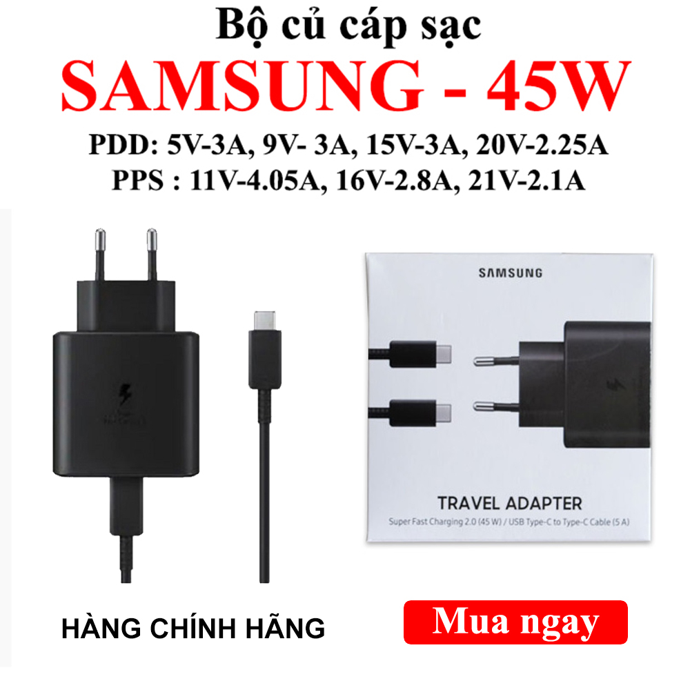 Bộ củ cáp sạc nhanh Samsung 45W chuẩn PD