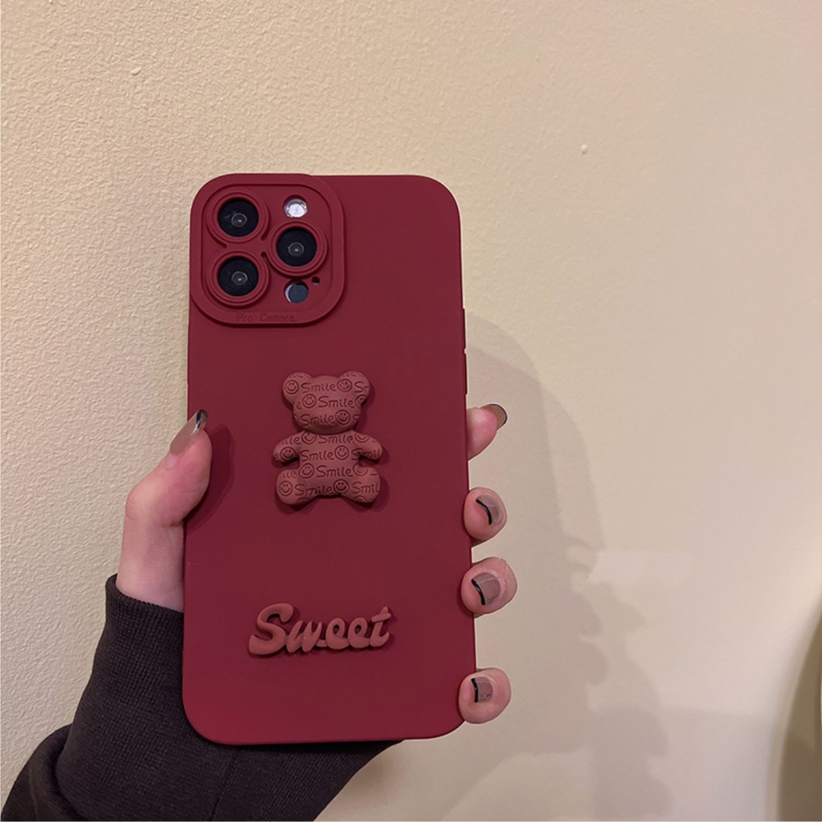 Ốp lưng basic camera nổi - mẫu bear sweet nổi