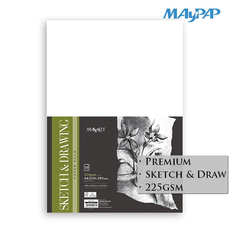 Giấy vẽ chì màu chuyên dụng MayArt Sketch & Drawing Paper Pack