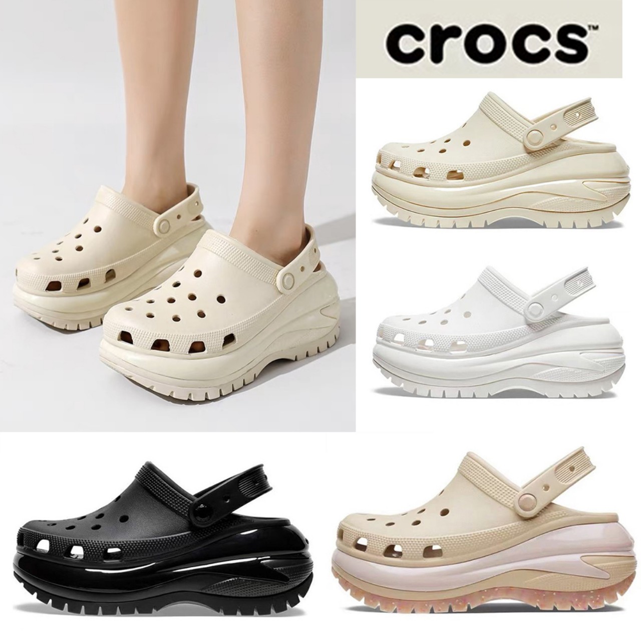 DÉP SỤC CHỐNG HÔI CHÂN CROCS BAND CRUSH MEGA VIỀN BÓNG ĐẾ CAO 8CM CHO NỮ