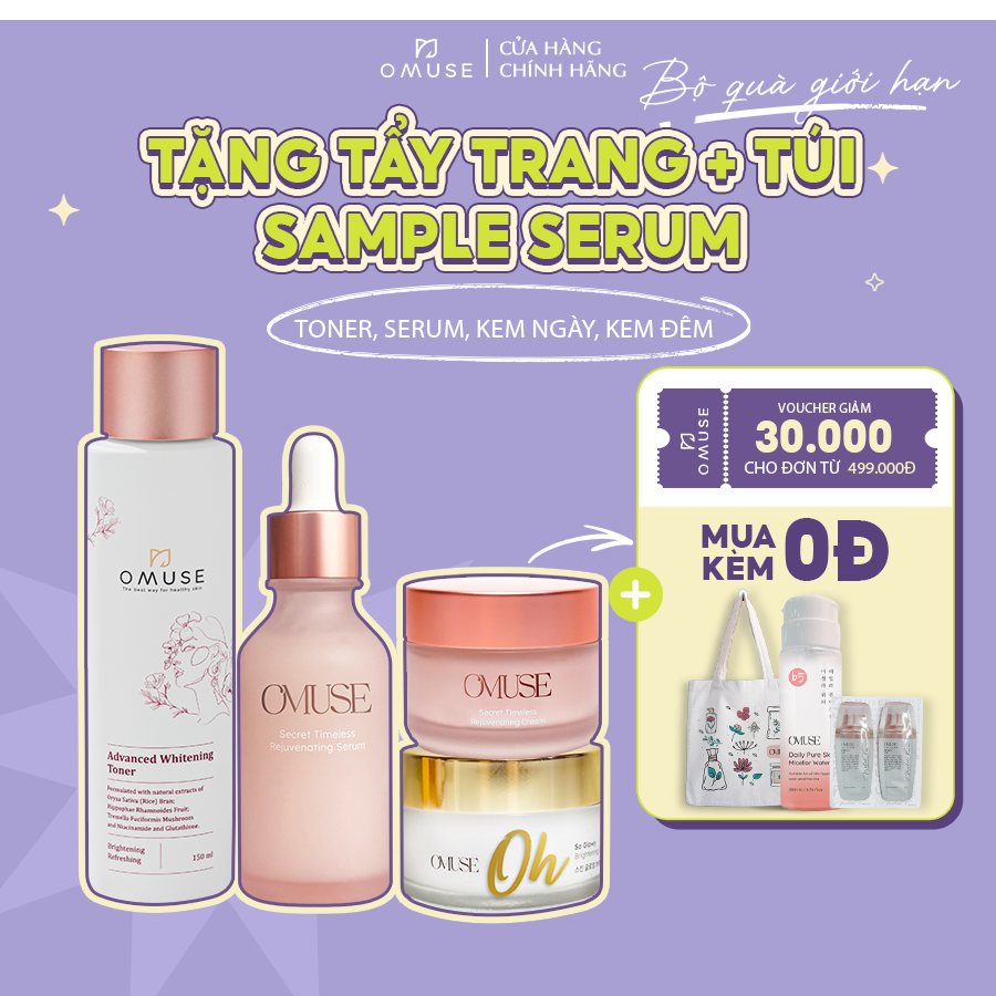 Bộ dưỡng da toàn diện OMUSE dưỡng trắng cấp ẩm và chống lão hóa dành cho mọi loại da