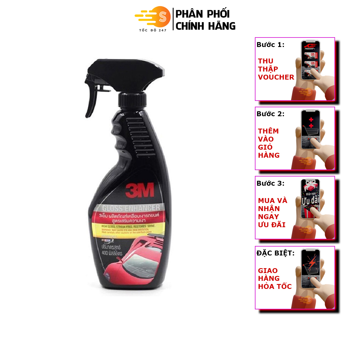  Chai xịt tăng độ bóng sơn ô tô 3M 39034LT  Hàng Thái  - Tốc độ 247 tạo độ sáng bóng chăm sóc ô tô xe hơi chất lượng làm sạch giá tốt 
