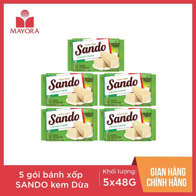 COMBO 5 GÓI BÁNH XỐP SANDO KEM VỊ DỪA