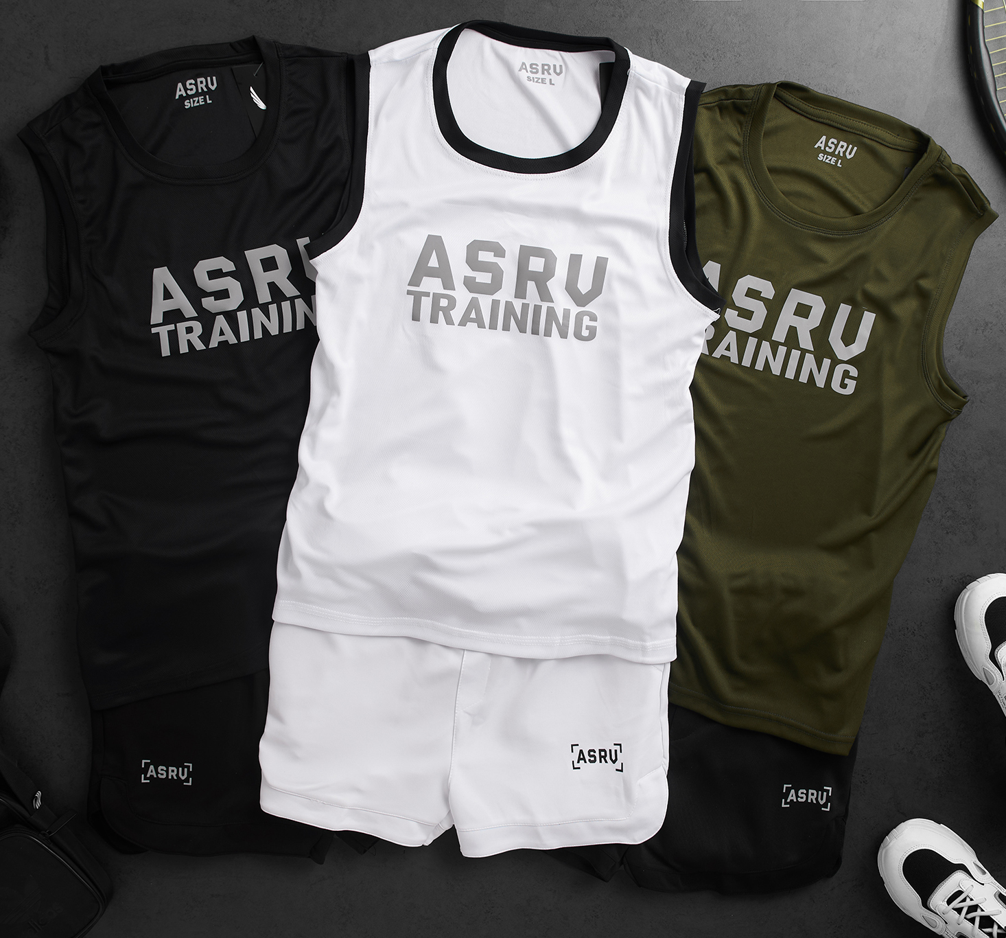 [Nhập mã LAZADASALEHE60K giảm 60k/300k] Bộ đồ tập gym nam ASRV trainingmẫu quần áo gym nam năng động phong cách