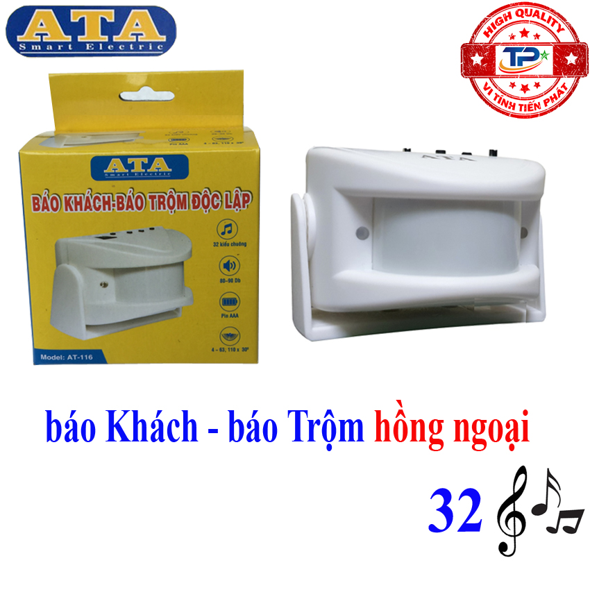 Thiết bị báo Khách báo Trộm ( báo động ) Độc Lập ATA AT-116 Cảm Ứng Hồng Ngoại với 32 kiểu chuông