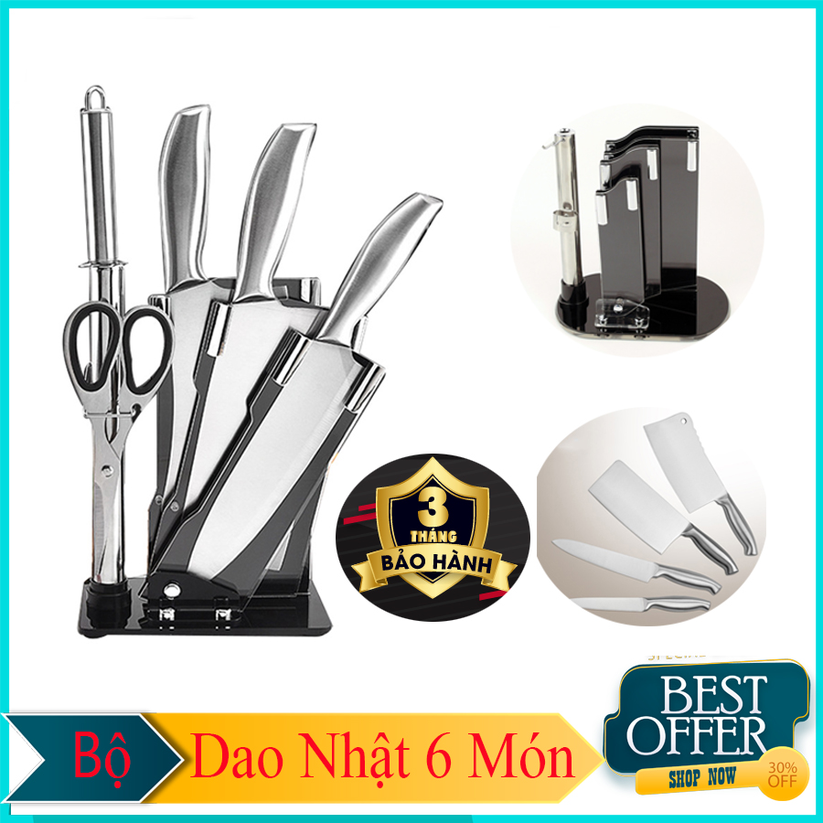 [ BẢO HÀNG ĐỔI TRẢ UY TÍN 1 ĐỔI 1]  BỘ DAO NHÀ BẾP 5 MÓN BỘ DAO ĐA NĂNG 5 MÓN HÀNG CHÍNH HÃNG-Bộ dao Nhật Bản Seki 5 món làm từ thép không gỉ ( có kệ để dao) , dao chặt xương, dao thái, kéo, dụng cụ mài dao cao cấp