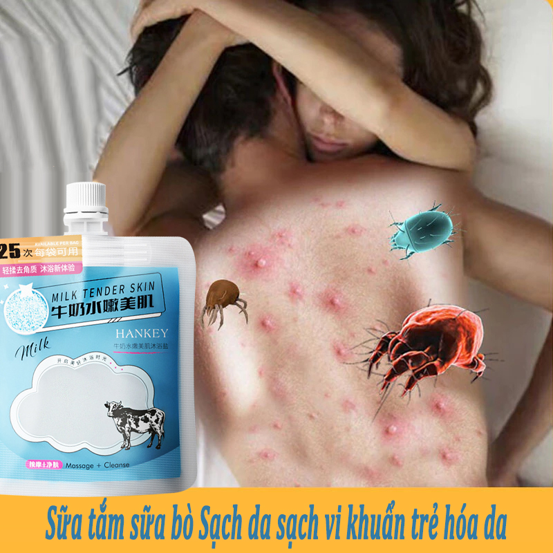 Muối tắm kháng khuẩn muối tắm sữa tẩy tế bào chết 250g làm sạch da sáng tông da dưỡng ẩm cơ thể loại bỏ da gà mạt ve mẩn đỏ mụn khô da da thô ráp xỉn màu