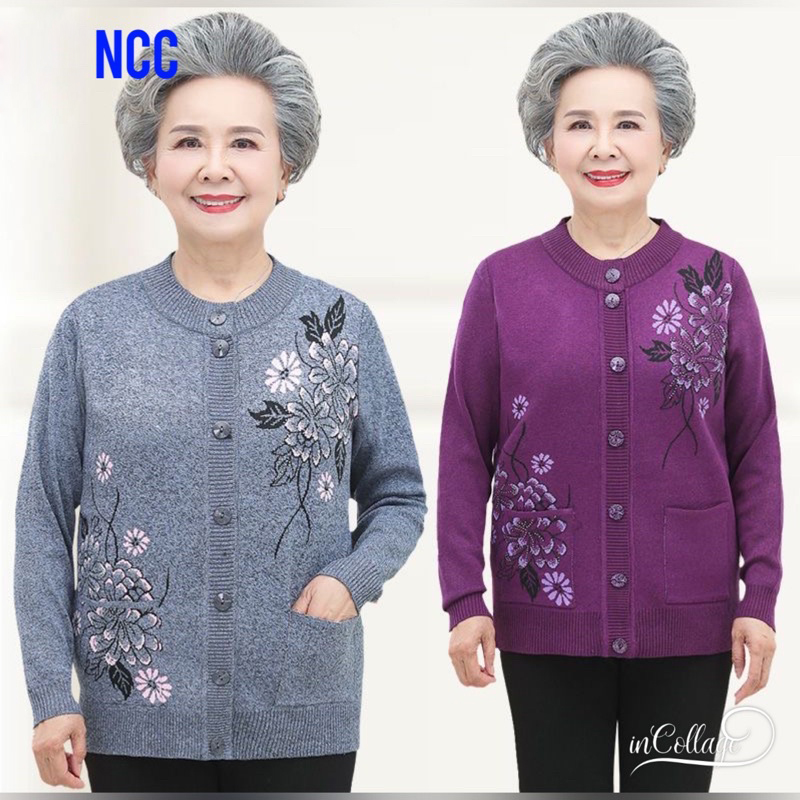 Áo len cho người già, áo khoác len nữ trung niên tặng bà tặng mẹ