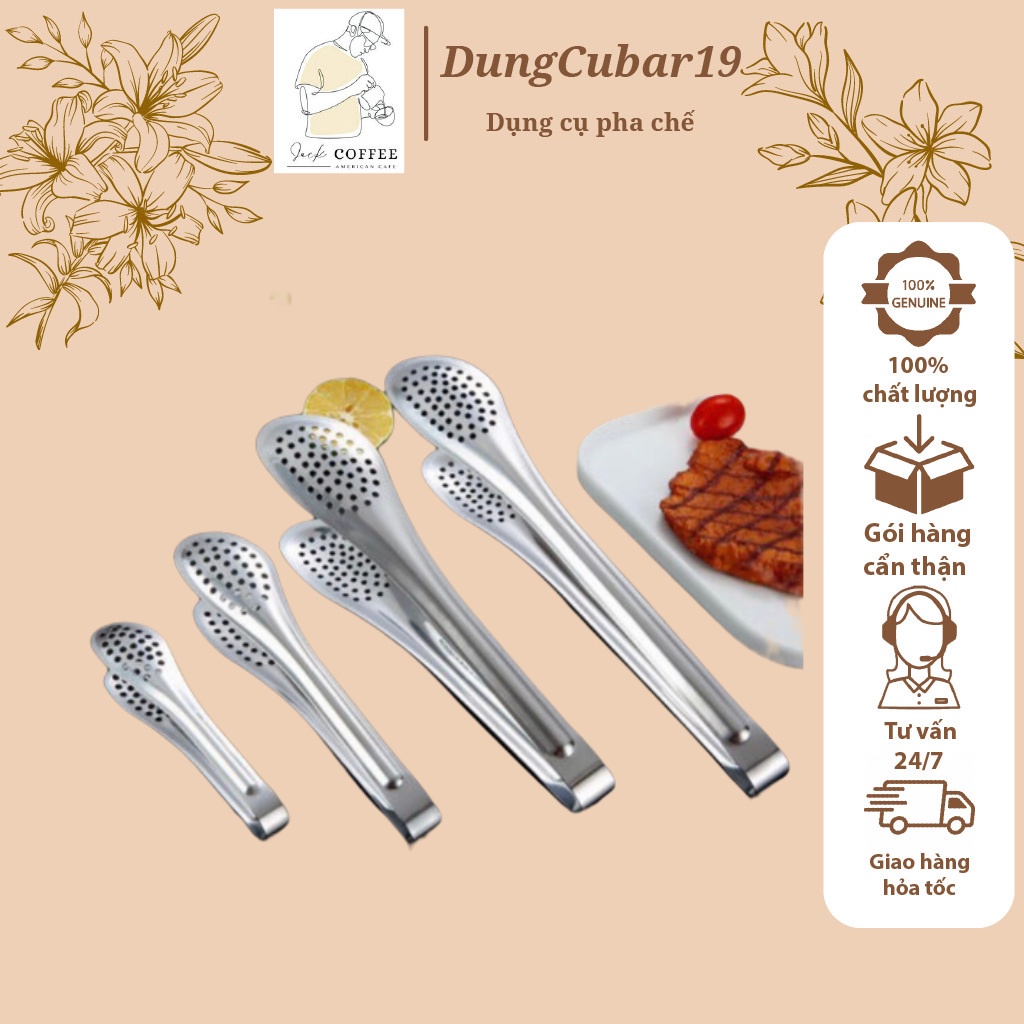 Kẹp gắp thức ăn inox - kẹp gắp thực phẩm - gắp thức ăn inox - gắp bánh tròn - gắp pha chế - dụng cụ pha chế