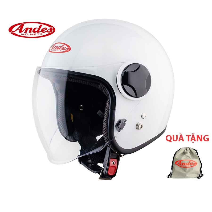 Nón bảo hiểm Andes có kính 382 - bảo hành 12 tháng - Lót tháo vệ sinh dễ dàng