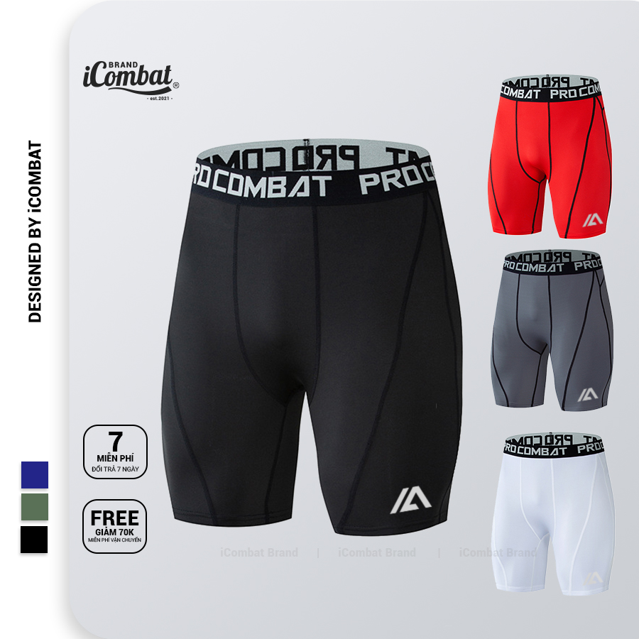 Quần legging đùi thể thao nam PRO COMBAT Dáng ngắn - Quần giữ nhiệt nam dạng đùi ICOMBAT chuyên GYM Bóng Rổ Đá