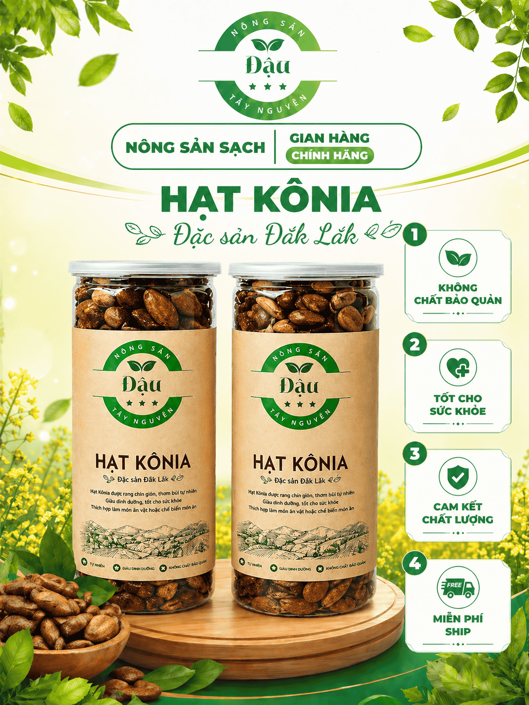 Hạt Kơ Nia Rang Củi Thủ Công Đắk Lắk 500g - Hạt Cầy Rừng Loại 1 Thơm Bùi Ngậy, Không Hôi Dầu (Đặc Sản Tây Nguyên)