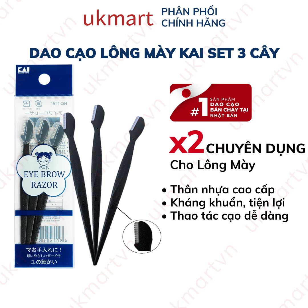 Dao Cạo Chân Mày Kai Groom Eyebrow Razor 1 Cây Groom! Eyebrow Razer chính hãng Nhật Bản giúp cạo lông mày an toàn và có thể sử dụng được nhiều lần so với các loại dao cạo thông thường có nắp đậy an toàn vệ sinh