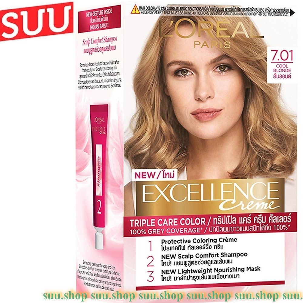 Thuốc nhuộm tóc loreal excellence cream số 7.01 vàng sáng 172ml dưỡng tóc phủ bạc
