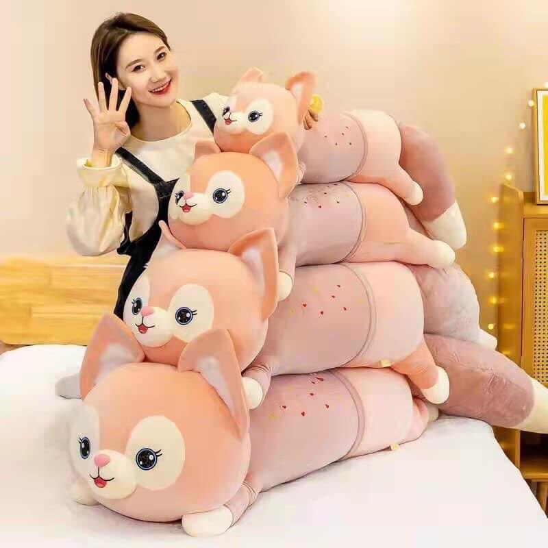 Gấu bông hồ ly đuôi chồn - thú nhồi bông cáo hồng size siêu to khổng lồ size1m1 1m4 1m6 1m9