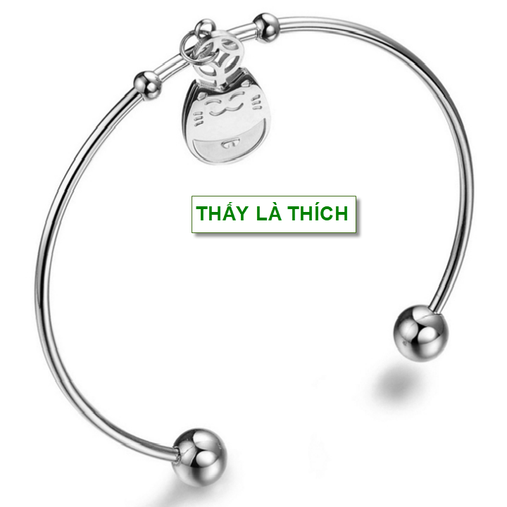 Vòng kiềng chân trẻ em inox Thấy Là Thích cách điệu bi mặt mèo - An toàn cho trẻ - Cam kết 1 đổi 1 nếu đen và gỉ sét