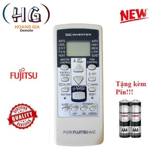 Điều khiển điều hòa Fujitsu 1&2 chiều Inverter- Hàng tốt 100% Tặng kèm Pin!!!