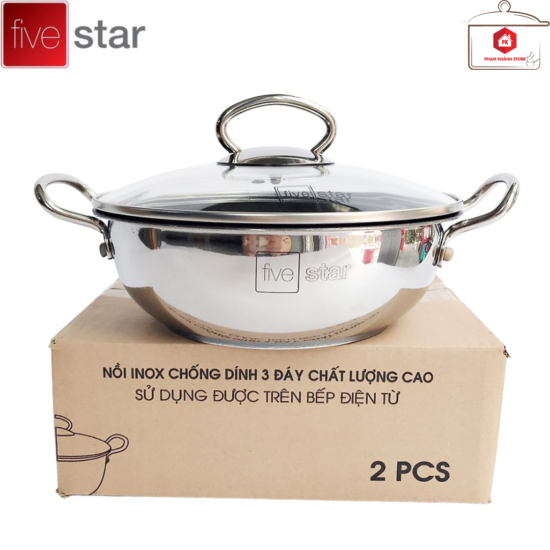 Nồi Kho Thịt Cá 3 Đáy Chống Dính Dùng Được Cho Bếp Điện Từ Fivestar 18cm