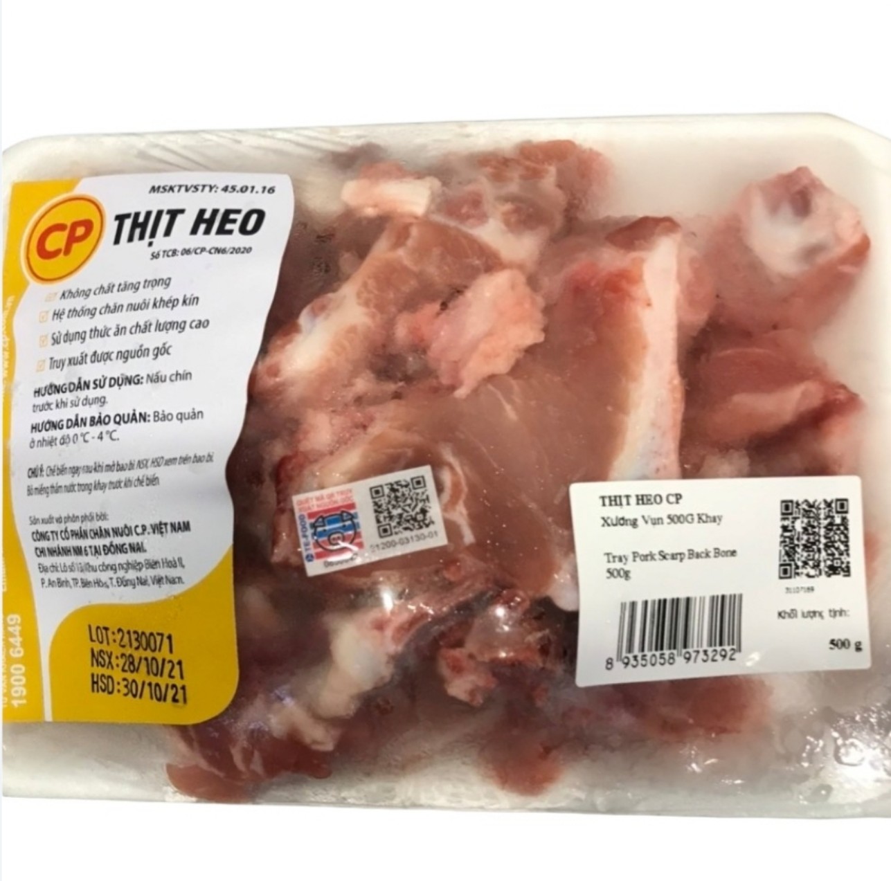 Xương heo vụn CP - Khay 500g