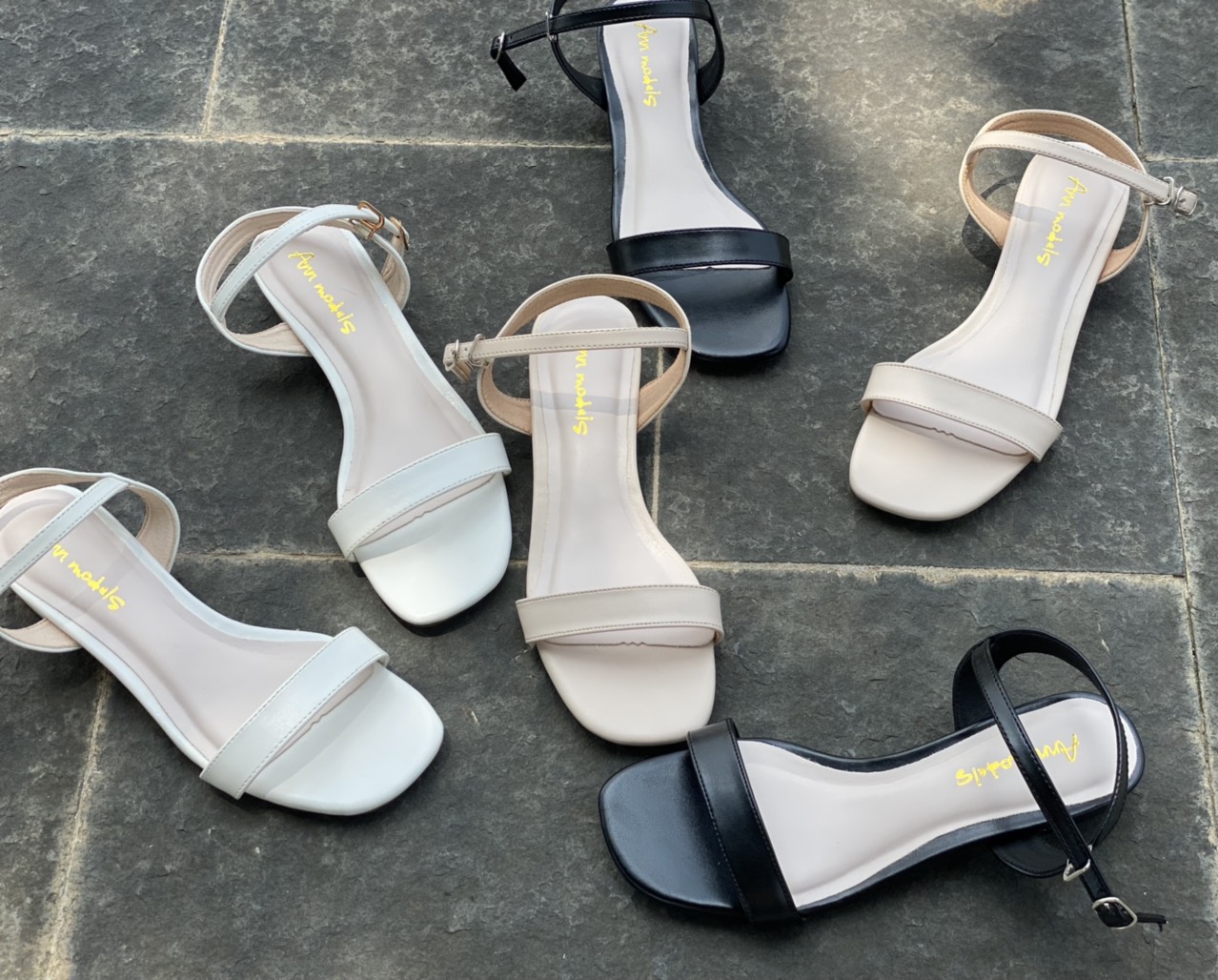 Giày sandal 2 phân quai ngang Ann models gót vuông kiêu dáng cơ bản _A034