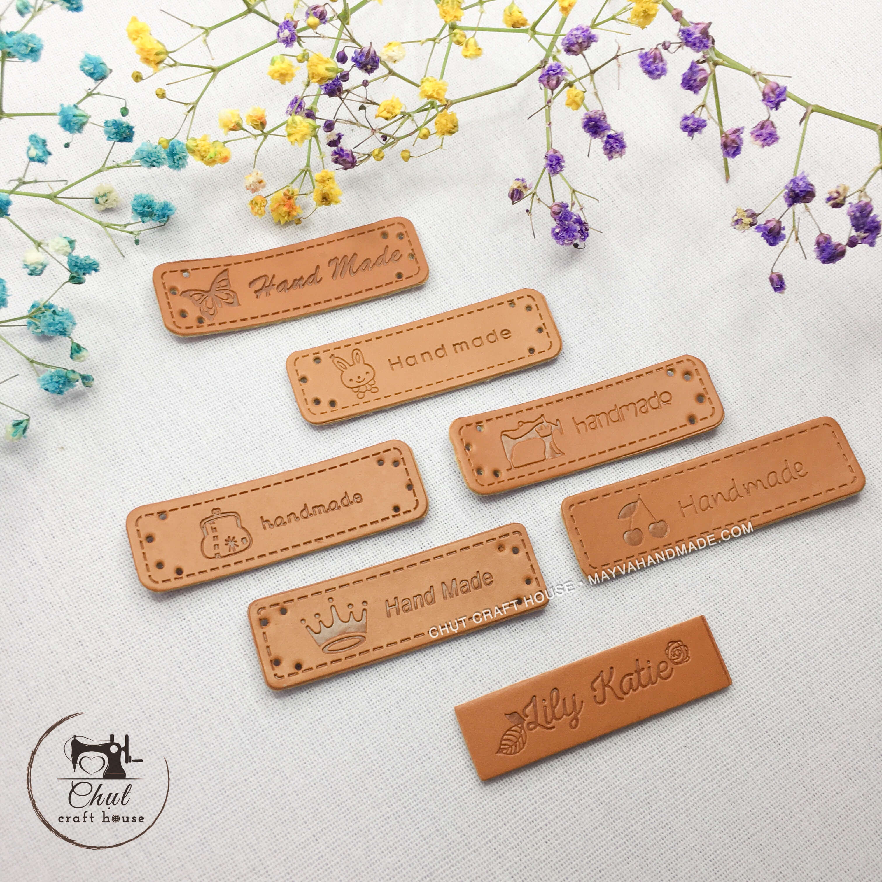 Set 5 chiếc Mác da handmade gắn túi ví handmade
