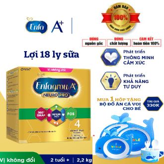 Hộp sữa bột enfagrow a+ 4 với dha và mfgm cho trẻ từ 2-6 tuổi – 2.2kg tặng bộ ăn dặm