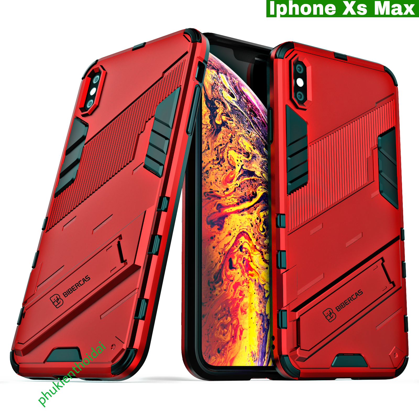 Ốp lưng Iphone Xs Max Iron Man Ver 2 chống sốc giá đỡ xem phim