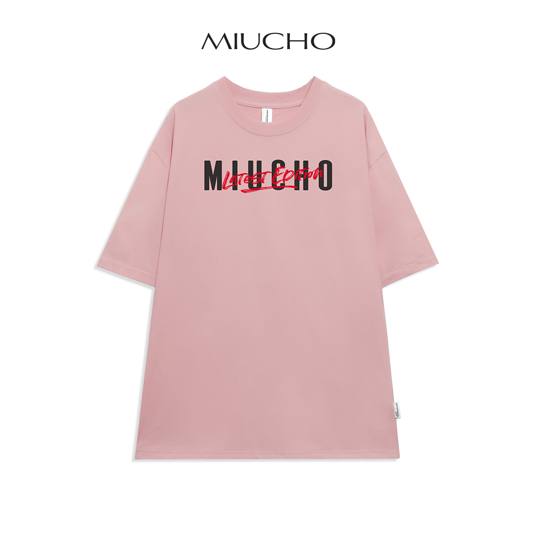 Áo thun nữ form rộng đẹp tay lỡ kiểu hàn quốc, Áo thun nữ form rộng unisex vải cotton AT228 Miucho in name