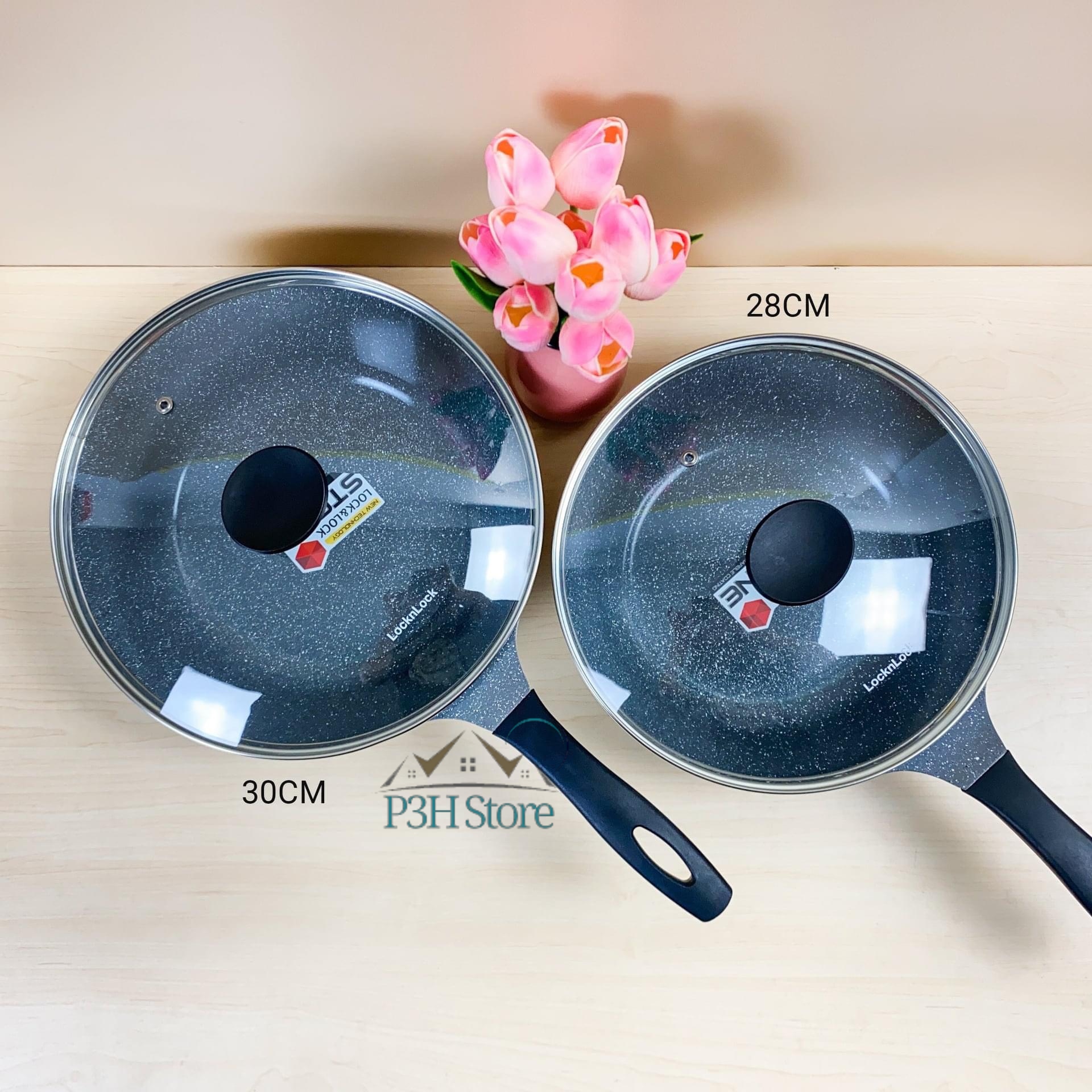Chảo sâu lòng lock&lock có nắp vân đá đáy từ 28cm lca6285d 30cm lca6305d