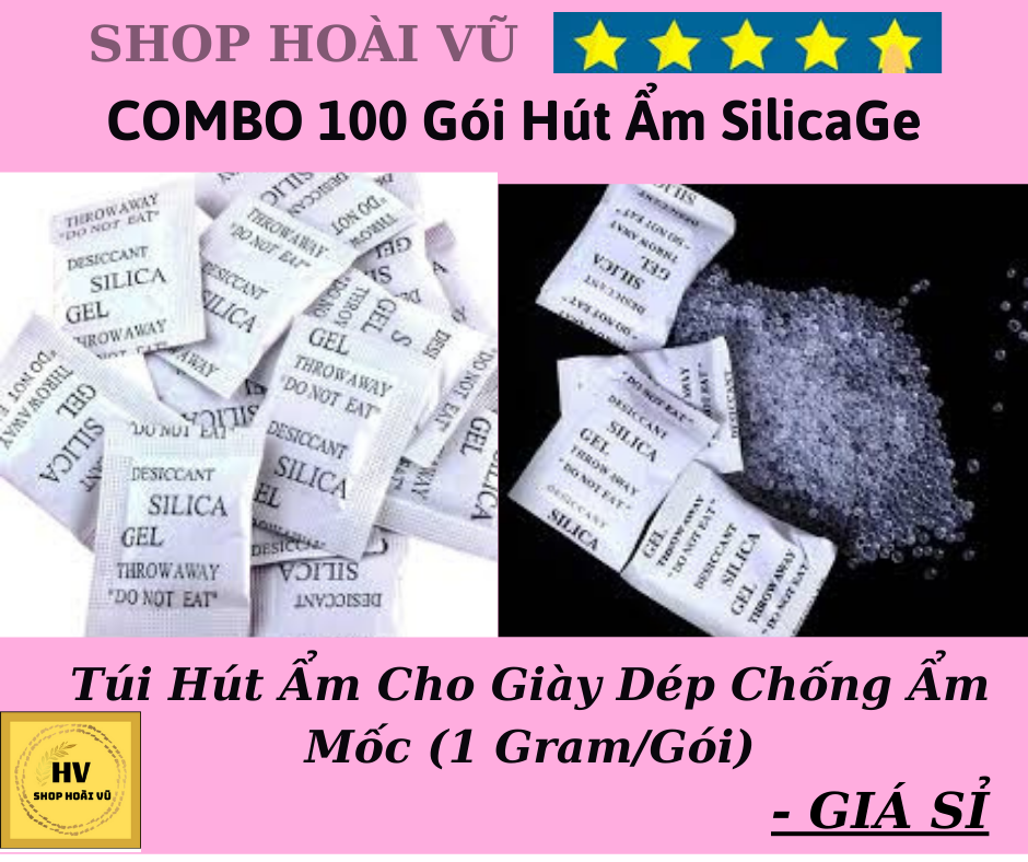 [HCM]COMBO 100  Gói Hút Ẩm Silicagel - Túi Hút Ẩm Cho Giày Dép Chống Ẩm Mốc (1 Gram/Gói)