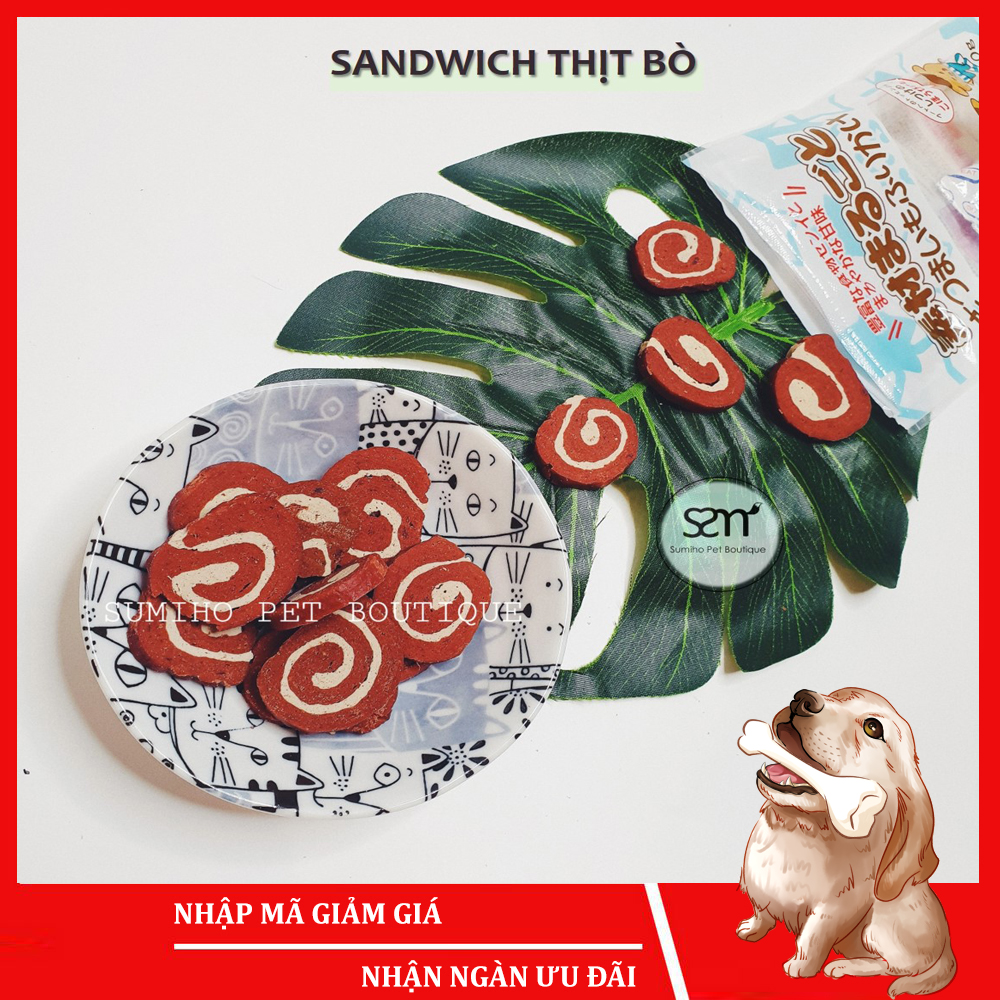 [Hoàn tiền 6%] Bánh thưởng cho chó Sumiho (sandwich thịt bò) (100gr/túi) Đồ ăn cho chó mèo thú cưng