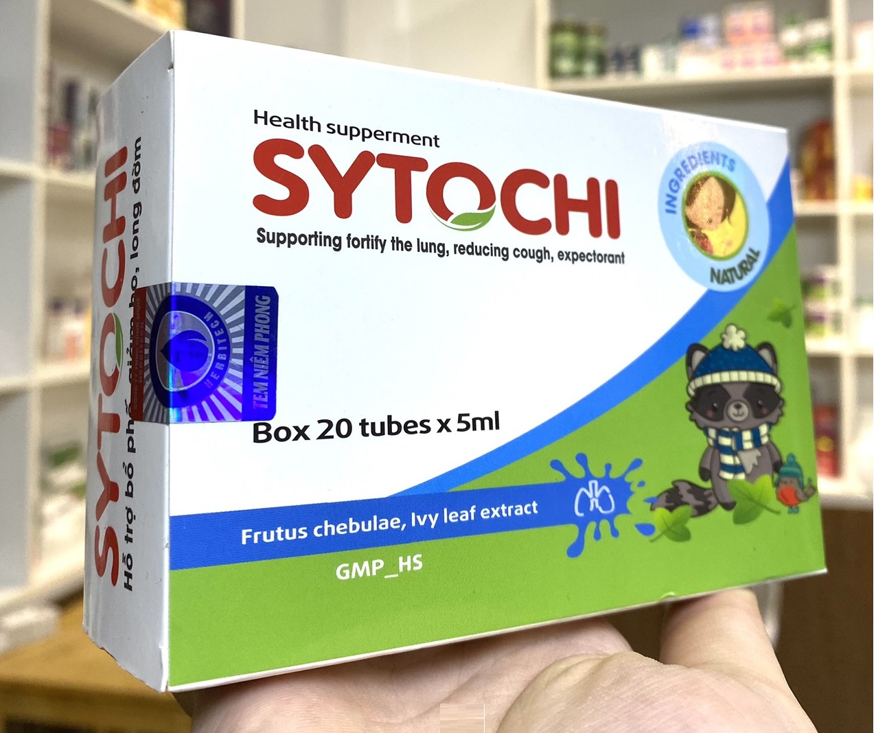 Siro Sytochi giúp giảm ho long đờm từ keo ong xanh, Thường xuân và Kha tử