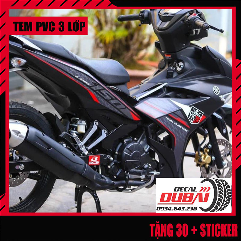Tem rời exciter 150 đen nhám chỉ đỏ