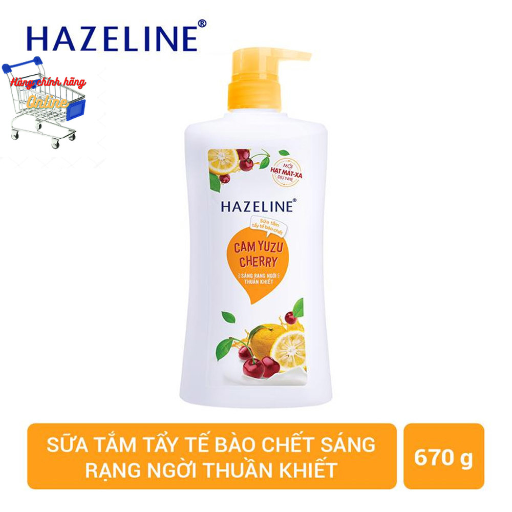 Sữa Tắm Hazeline Cam Yuzu Và Cherry (670g) Tẩy Tế Bào Chết Sáng Da