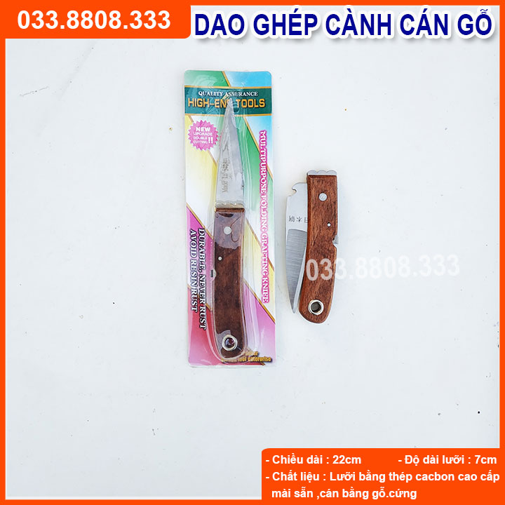 Dao cắt ghép cành cán gỗ siêu bén, không rỉ