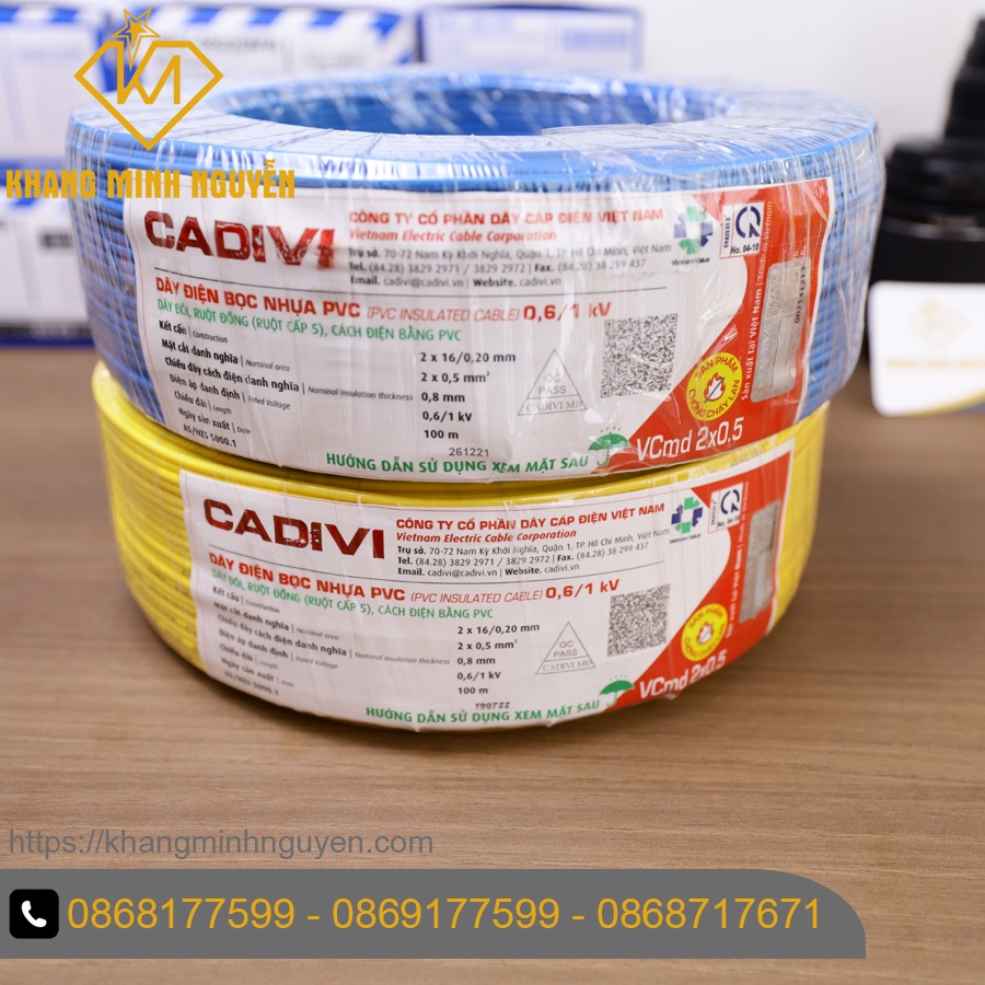 Có bán lẻ - dây điện cadivi đôi 2x0.5mm - 0,6/1kv cuộn 50m, 100m - hàng chính hãng cadivi - lõi đồng nguyên chất 100%