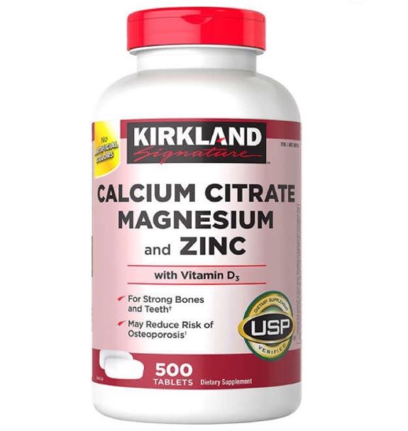 Viên uống bổ sung canxi kẽm kirkland signature calcium citrate magnesium and zinc with vitamin d3