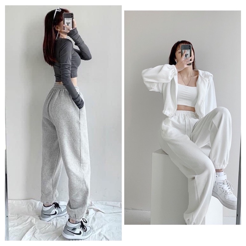 Quần nỉ bo chun gấu form thụng rộng Unisex- quần nỉ bông
