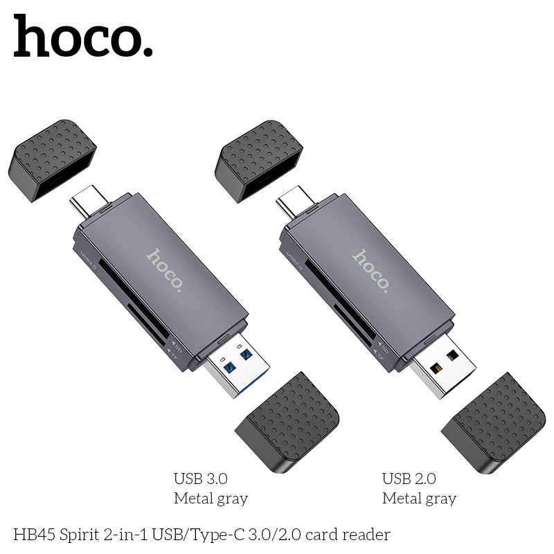  Đầu đọc thẻ nhớ 2in1 Hoco HB45 USB 3.0   2.0 & TypeC - hỗ trợ khe microSD SD  Đen  - Phụ Kiện Sỉ 1986 