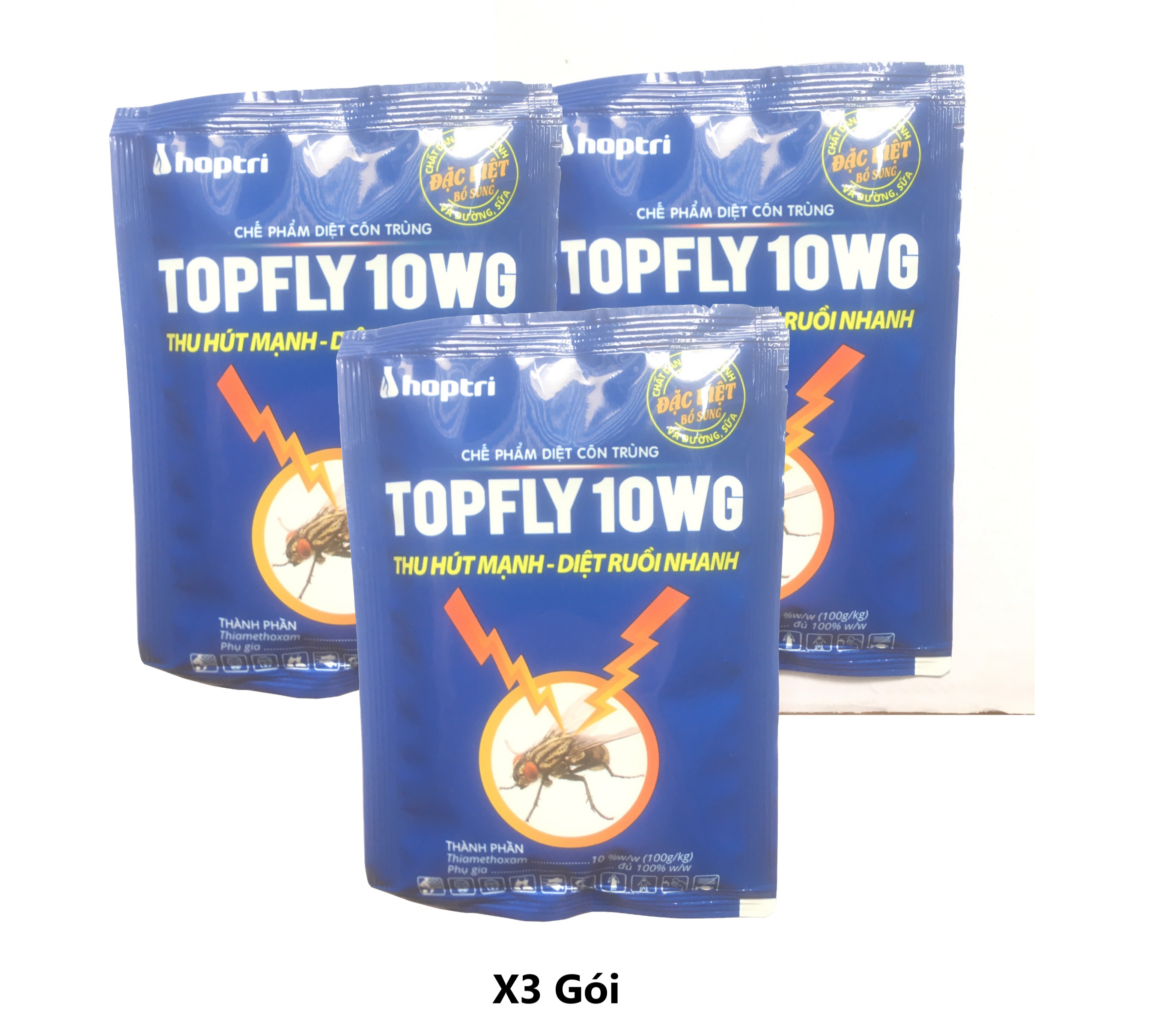 Combo 3 gói Thuốc diệt ruồi TOPFLY 10WG THU HÚT MẠNH DIỆT RUỒI NHANH  Gói