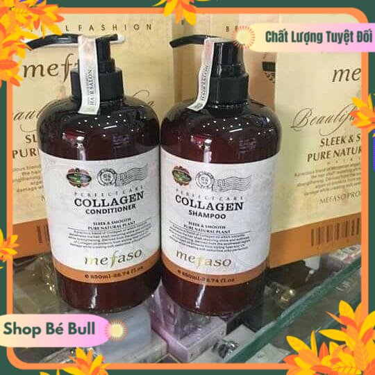 Cặp dầu gội xả collagen mefaso cao cấp 850mlx2 chăm sóc tóc, mềm mượt tóc , phục hồi tóc rãy gụng