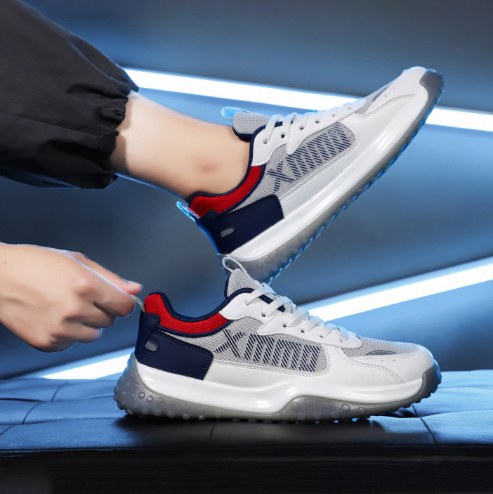 Giày thể thao nam mendo - giày sneaker màu xám - trắng - đen, đế cao su, thoải mái, êm chân - g5491