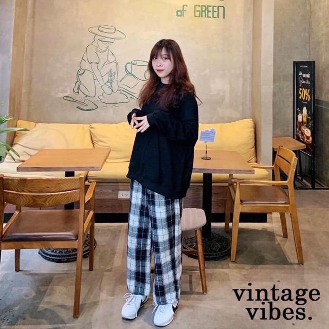 Quần caro ống suông_ quần unisex hot nhất.