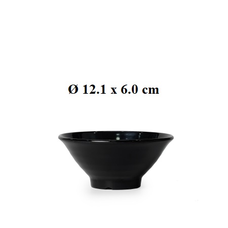 Bộ 10 chén,bát xoắn đựng cơm nhựa Melamine đen kiểu Hàn Quốc Size 12.1x6.0 cm
